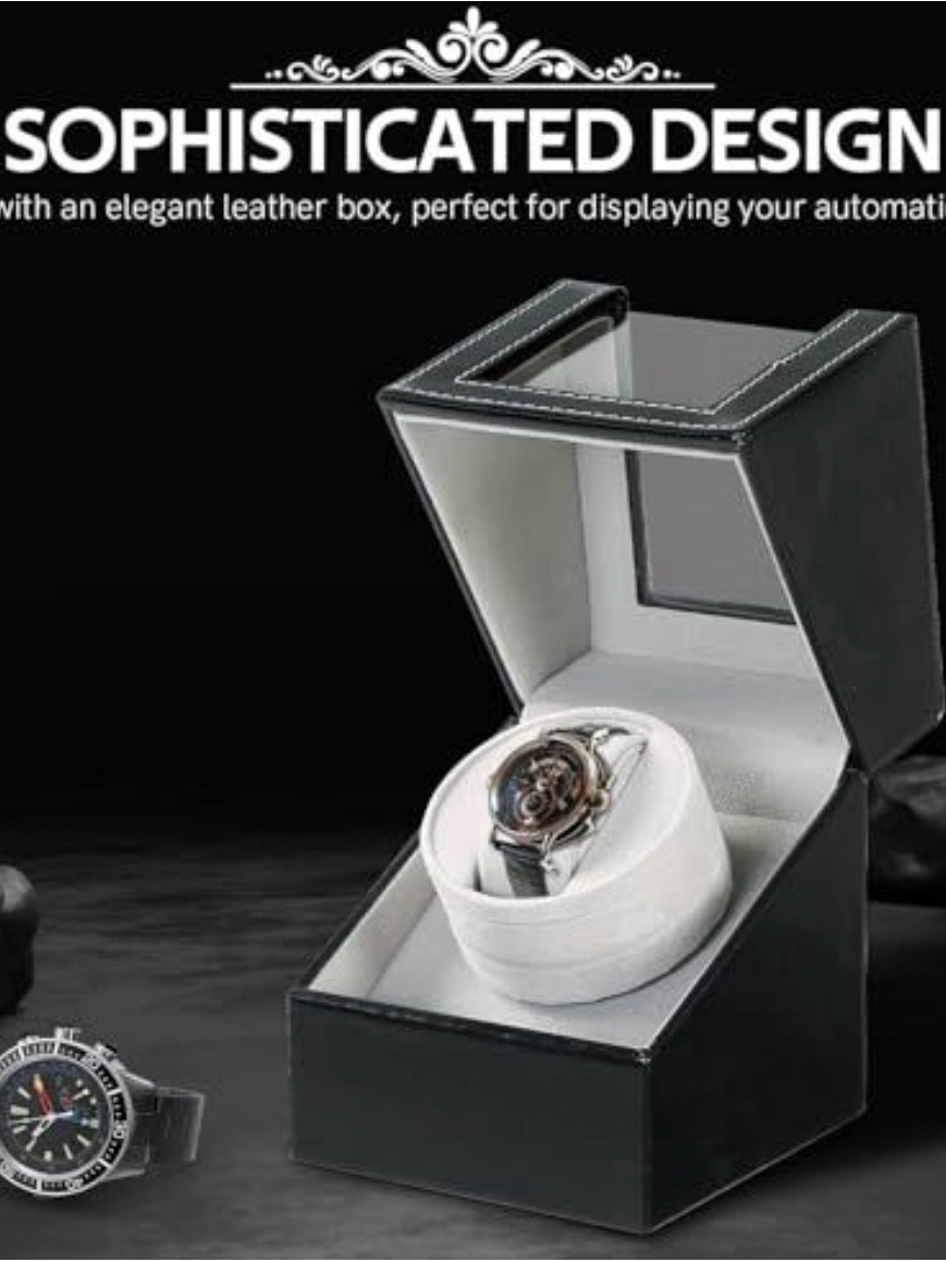 Watch Winder Box Black Leather Single Automatic